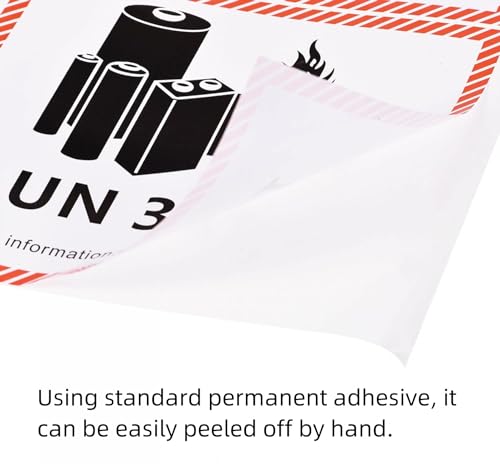 HYBSK 50PCS 4.7" x 4.3" Lithium Ion Battery Transport Caution Warning Labels for Shipping (UN3480) - size: UN3480