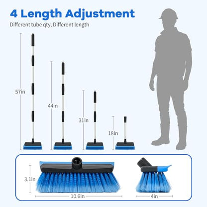 Ordenado 56" Car Wash Brush with Long Handle, Soft Bristle& Rubber Squeegee - color: Blue