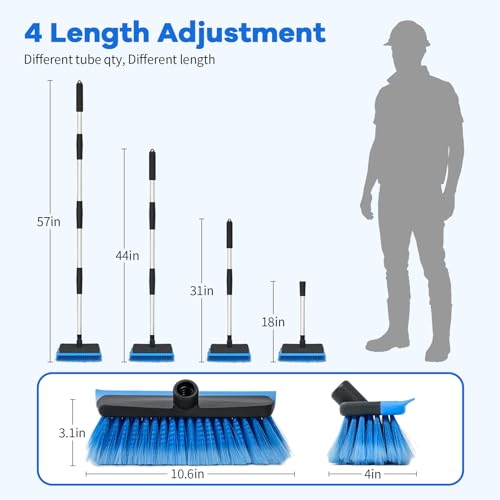 Ordenado 56" Car Wash Brush with Long Handle, Soft Bristle& Rubber Squeegee - color: Blue