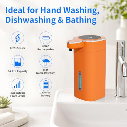 Automatic Foaming Soap Dispenser Touchless - color: Orange