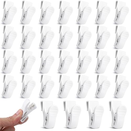 32 Pcs Plastic Gridwall Clips, Accessory Hooks for Hanging Display Sign Holder, Storage and Organization in Retail, Home, Workspace, White
