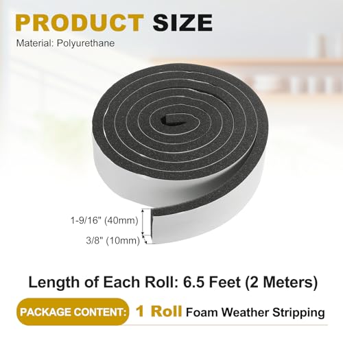 uxcell Weather Stripping Door Seal, 1-9/16" x 3/8" (1 Roll, 6.5Ft) - size: 1-9/16" x 3/8" (6.5 Ft)
