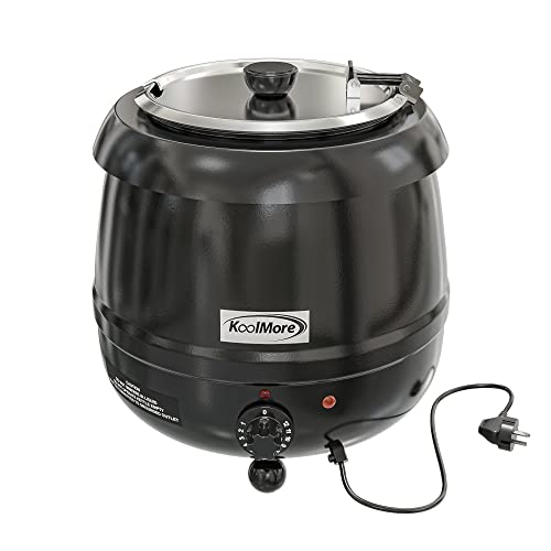 KoolMore Commercial Soup Kettle Warmer with Hinged Lid and Removable Pot Insert for Buffet, Restaurant, Party, Event, and Catering, Large 2.5 Gallon, Electric [Black] (SK-BK-3G) - color: Black