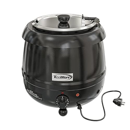 KoolMore Commercial Soup Kettle Warmer with Hinged Lid and Removable Pot Insert for Buffet, Restaurant, Party, Event, and Catering, Large 2.5 Gallon, Electric [Black] (SK-BK-3G) - color: Black