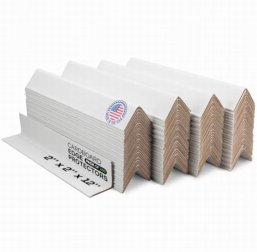 IDL Packaging Cardboard Edge Protector 2" x 2" x 9", Pack of 100 - V-Board Reinforced Cardboard Corners for Shipping - White Kraft Corner Protectors for Pallets - Recyclable Material - color: White, size: 9" Length
