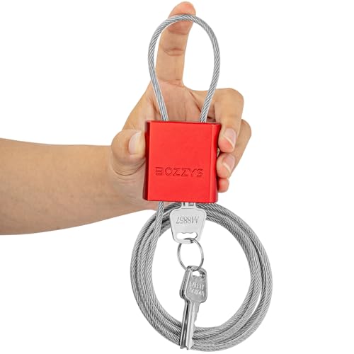 Cable Lock with 3 Keys | L 6.56ft(2m),D 1/6in(4mm) Adjustable Steel Cable Padlock | Aluminum Locks for Bikes, Gate, Lockers & Outdoor Gear | Weatherproof & Red - color: red-L 6.56ft(2m),D 1/6in(4mm)