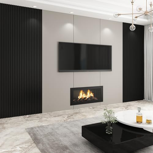 Slat Wall Panel 8-Pack, 118’’x6.1’’, Black - size: 118’’x6.1’’-Black