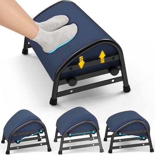 YEASHEIN Adjustable Foot Rest for Under Desk at Work, Ergonomic Foot Stools - color: Blue