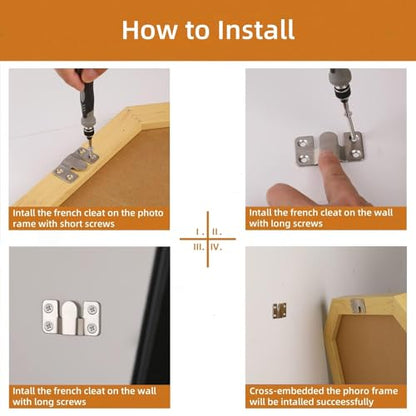 16Pcs Stainless Steel Interlock Hanging Buckle,Flush Concealed Mount Brackets Stainless Steel Z Clip Bracket for Picture Display Art Gallery - color: Iron, size: Large Without Screws