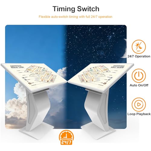 32 Inch Touch Screen Kiosk, 10pt PCAP Touch Screen Digital Signage, Plug&Play K-Style Indoor Digital Signage, Interactive LCD Display Signage, CMS/U-Disk Publish Content, Split Screen, Android 11 - color: 32"+White (Android OS)