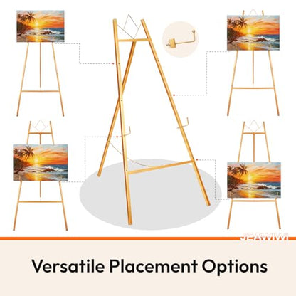 JEAWIWI Floor Easel Stand, Gold, 4-Tier Heavy Duty Metal for Wedding Sign