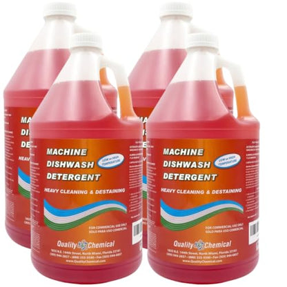 Commercial Industrial Grade Machine Dishwash Detergent - A premium grade detergent for low or high temp dishwash machines-4 gallon case - size: 128 Fl Oz (Pack of 4)