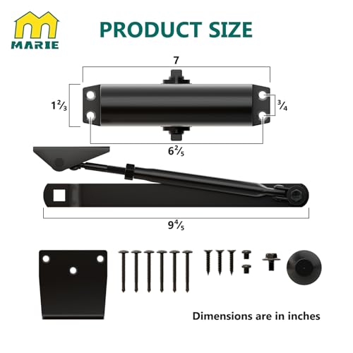 Marie Door Closer for Residential and Commercial Doors,Size 3 Adjustable Automatic Door Closer for Home Use (Black) - color: Black