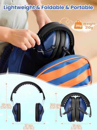 Dr.meter Toddler Ear Protection Ear Muffs, Kids Noise Cancelling Headphones - color: Dark Blue