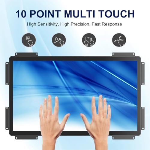 FHD Industrial Touch Display, 32 Inch Open Frame Capacitive Touch Monitor, Commercial Touch Screen Display with HD-MI VGA Ports, Large Open Frame Design Touch Screen - size: 32.0