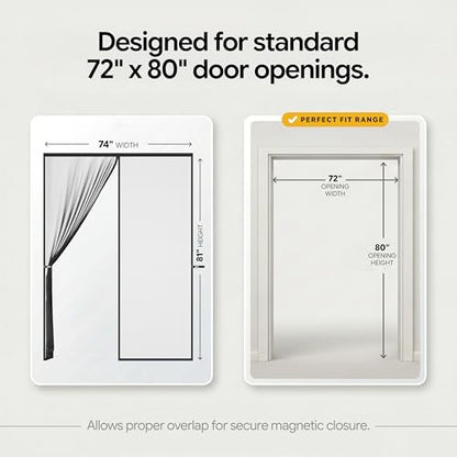 AUGO Magnetic Screen Door - Self Sealing, Heavy Duty, Hands Free Mesh Partition Keeps Bugs Out - Pet and Kid Friendly - Patent Pending Keep Open Feature - 74 Inch x 81 Inch - size: 74" x 81"