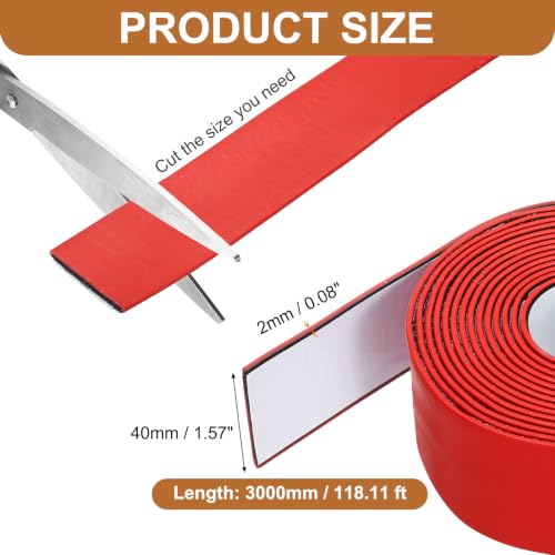 Smoke Fire Seal Strip 9.8Ft 40mm/1.57" Wx 2mm/0.08" T Red - color: Red, size: 9.8FT x 40mm / 1.57" W x 2mm / 0.08" T