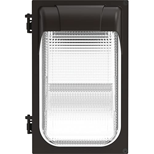Lithonia Lighting 7.5" Mini LED Wall Pack Outdoor Light Fixture, Building Wall Light, Adjustable Lumens, 5000K Daylight, MVOLT 120-277V, IP65, Glass Lens, Bronze (TWX1 LED ALO 50K MVOLT DDBTXD) - color: Adjustable Lumens | 5000K Daylight, size: 12" H x 7.