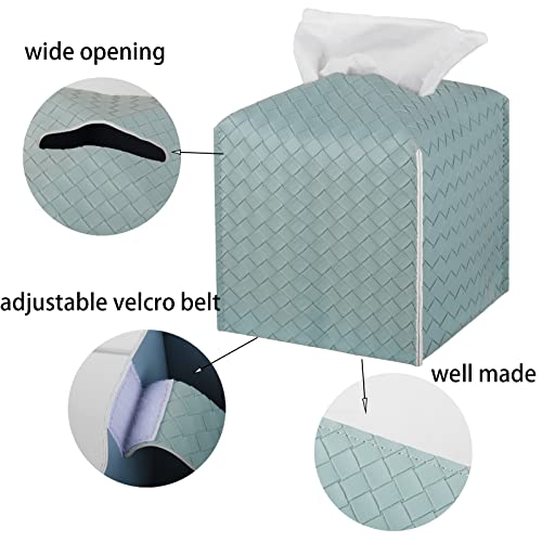 Tissue Box Cover Square Leather Facial Paper Holder, PowderBlue - color: Powderblue, size: square
