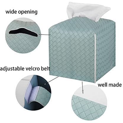 Tissue Box Cover Square Leather Facial Paper Holder, PowderBlue - color: Powderblue, size: square