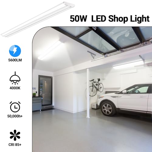 ANTLUX Ultra Slim 4FT LED Wraparound Light, 50W 4 Foot Shop Lights for Garage, No Glare, 5600LM, 4000K, Compact Flush Mount Ceiling Fixtures for Kitchen Workshop, Fluorescent Tube Replacement, 6 Pack - color: 4000K