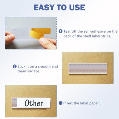 Diteje Shelf Label Strips,Adhesive Wire Label Holders with Paper Inserts