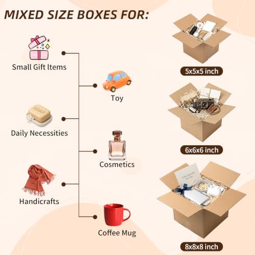 ZBEIVAN Shipping Boxes Mailers Assorted Sizes 8x8x8, 6x6x6, 5x5x5 inches Corrugated Cardboard Small Packing Kraft Moving Mailing Box, Pack of 30 - size: 8X8X8&6X6X6&5X5X5 inch