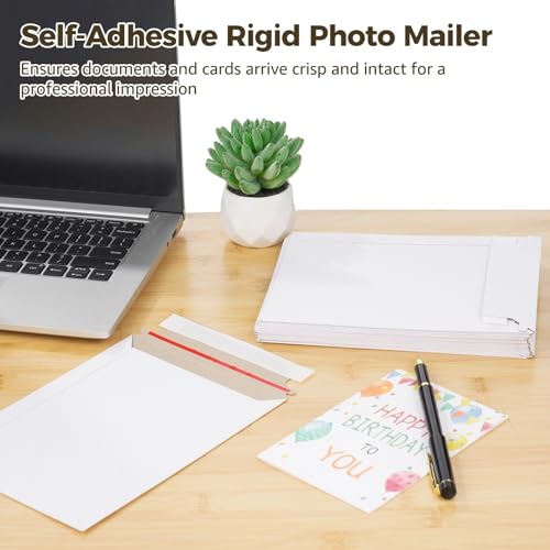 300 PCS 6 x 8 Inch Self Seal Rigid Mailers, White Photo Mailers, Rigid Mailer Self Seal Cardboard Envelopes for Photos, Document, CD, Coins, Stamps (White-300) - color: White-300