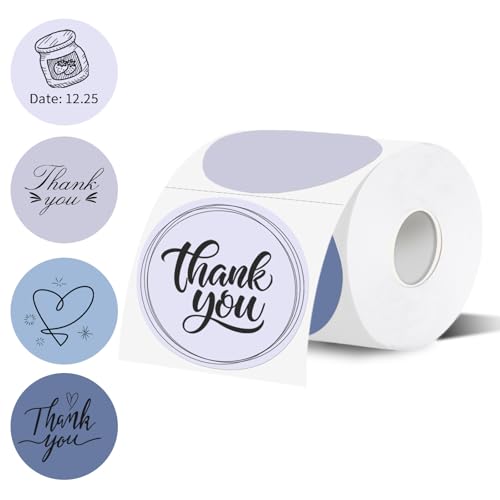 Thermal Label,3 Inch Purple Gradient Round Thermal Printer Sticker,Self-Adhesive Round Direct Thermal Labels,Thermal Stickers for DIY Logo Design,Name Tag (300 Labels/1 Roll) - color: Purple Gradient, size: 3 inches