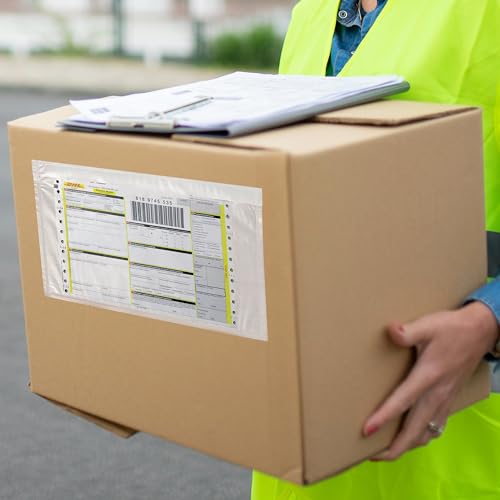 Pack 100 Clear Plastic Self-Adhesive Shipping Label Sleeves - Packing Slip Envelope Pouches - Durable, Waterproof, Easy Peel & Seal - Perfect for Mailing, Packing Documents & Labels | 6" x 9"