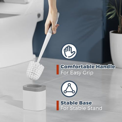 Holaloha Toilet Brush and Holder Set, Space Saving, 2 Pack, White - color: White