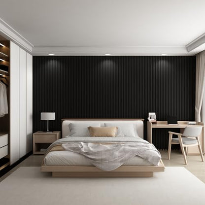 Slat Wall Panel 8-Pack, 118’’x6.1’’, Black - size: 118’’x6.1’’-Black