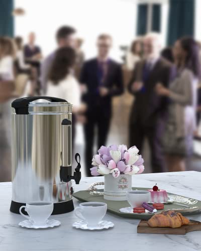 Coffee Urn 120 Cup, Stainless Steel Commercial Coffee Maker 18 L/4.8 gal Electric Hot Beverage Dispenser Large Hot Water Dispenser Coffee Dispenser Hot Water Urn For Business, Catering, Party - color: Silver, size: 120 Cups