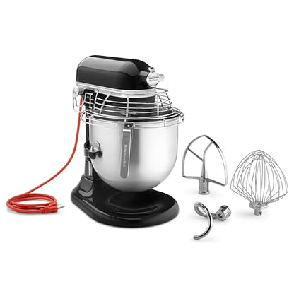 KitchenAid Commercial Series 8 Quart Bowl-Lift Stand Mixer with Stainless Steel Bowl Guard - KSMC895 - color: Onyx Black, style: With Bowl Guard