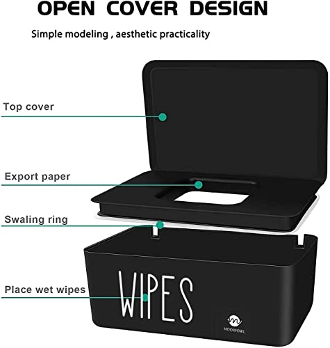 Moorfowl Baby Wipe Dispenser for Bathroom,8.2L x 4.9W x 3.9H inches - color: Black New
