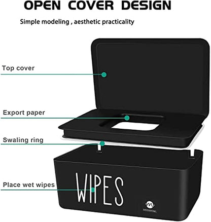 Moorfowl Baby Wipe Dispenser for Bathroom,8.2L x 4.9W x 3.9H inches - color: Black New