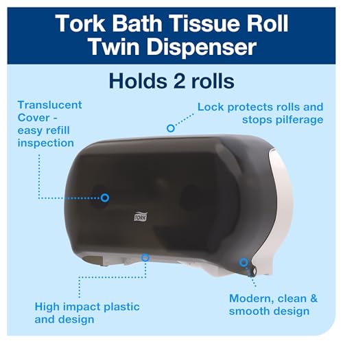 Tork Twin Toilet Paper Roll Dispenser Smoke, 59TR (Pack of 1)