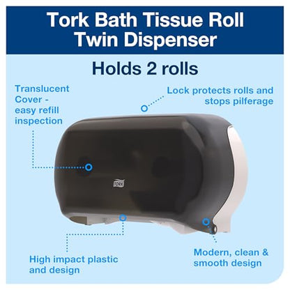 Tork Twin Toilet Paper Roll Dispenser Smoke, 59TR (Pack of 1)