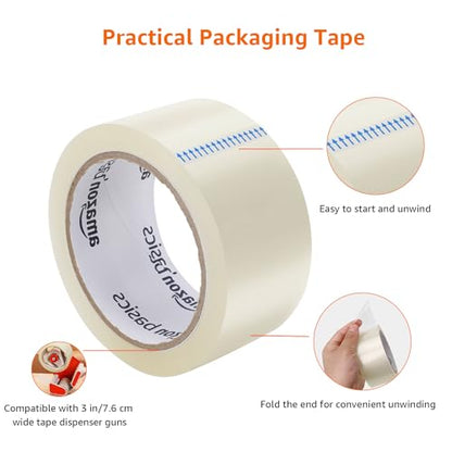 Amazon Basics Shipping Packing Tape for Packaging, Moving and Storing, Clear, 1.88 in x 72.2 yards, 1.8mil Thickness, 12-Roll - size: 1.88 in x 72.2 yards, 1.8mil thickness