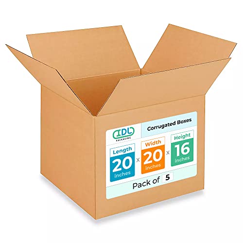 Extra Large Shipping & Moving Boxes 20 x 20 x 16 inches (5-Pack) - Extra Strength 200 lb vs Regular - Corrugated Shipping Box, Made in USA - Heavy Duty Shipping Box by IDL Packaging, brown - size: 20 * 20 * 16" (Large Boxes)