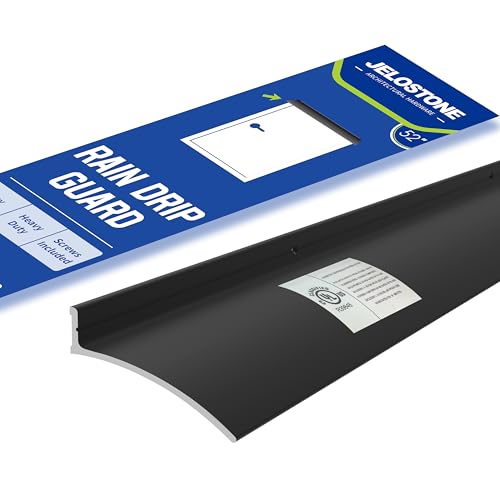 52" L x 2.5" W Commercial Grade Door Rain Drip Guard (Black)- UL Rated Over Door and Window Drip Cap Rain Deflector - Drip Edge Roof Rain Diverter Guards House - JS-346RD, Black Anodized - color: Black Anodized