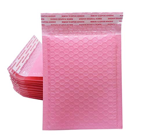 25 Pack Small Poly Bubble Lined Mailers Padded 5x7 Inches Pink Shipping Envelopes Self Seal Mailer Waterproof, Shockproof and Dustproof(Pink 5x7 Inches-25pcs)
