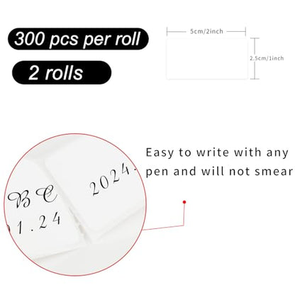 Removable Freezer Labels, Date Label 1x2 Inch Food Storage Stickers, Waterproof Oil Resistant Easy Clean Leaves no Residue 300 Total Per Roll,2 Rolls (Pack of 2) - color: White, size: 1×2 inch-2 rolls (Pack of 2)