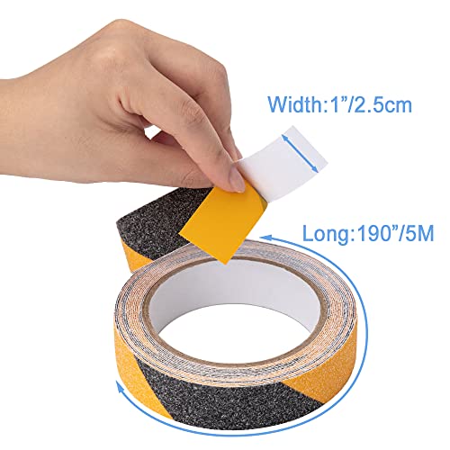 Yorwe Anti Slip Tape Stairs & Ramps, Traction Grip(1" x 190", Black/Yellow) - color: Black / Yellow, size: 1" Width x 190" Long