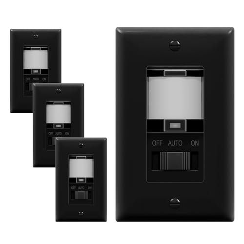 TOPGREENER in Wall PIR Motion Sensor Light Switch, Need Neutral Wire, 4Pack - color: Black, size: 4 Pack