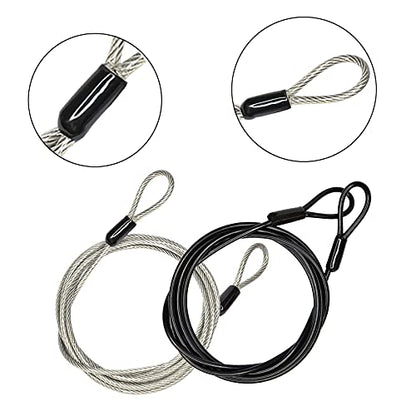 GOMRQING 3mm 200CM/6.6ft Long Outdoor Travel Security Cable Lock,Braided Steel Coated Safety Cable Luggage Lock,Safety Cable Wire Rope Chain Lock Double Loop Lightweight (2 Pack) - size: 6.6FT-2 Pack