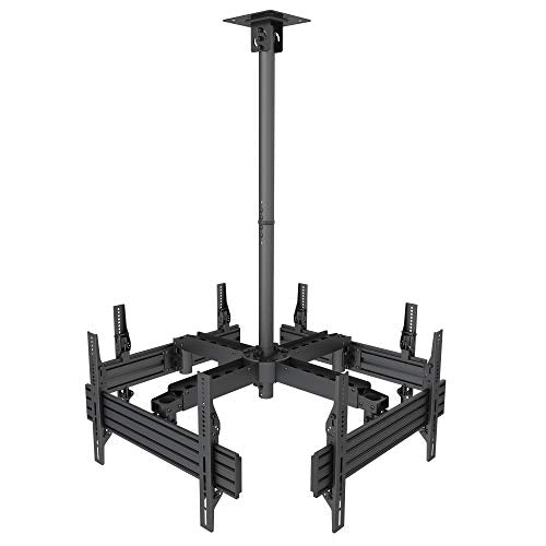 Mount-It! Ceiling Digital Signage Mount for 4 Flat Panel Displays | Commercial Grade Quad TV Ceiling Mount with Adjustable Height | Fits Up to VESA 600x400, 264 Lbs Capacity - style: Quad