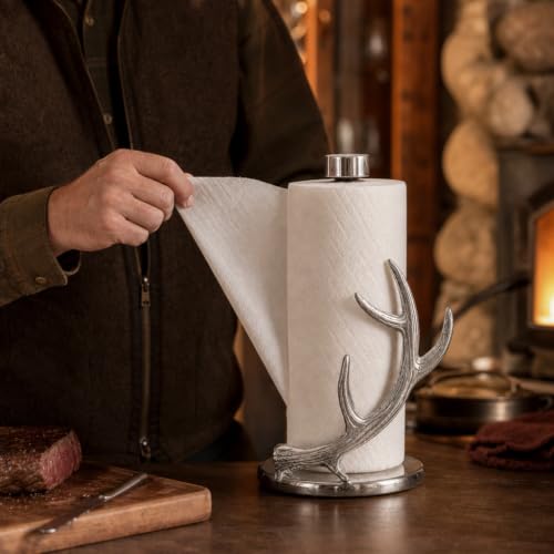Arthur Court Antler Paper Towel Holder - Decorative Aluminum Metal Stand for Kitchen - 18 Inch Tall - size: Antler
