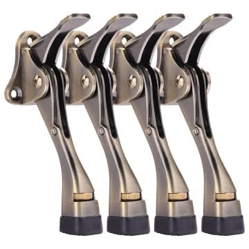 Door Stoppers, 4 Inch Kickdown Door Stop for Bottom of Door, Bronze, 4 Pack - color: Antique Bronze, size: 4 Pack