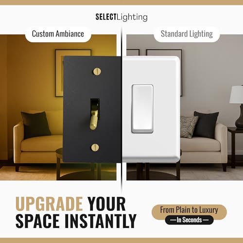 SELECT 2-Gang Solid Brass Toggle Switch, 3-Way Compatible with Faceplate - color: Black with Brass, size: 2 Gang, style: Toggle Switch